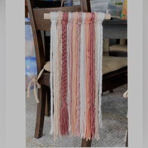 Handmade Wall Hanging Tapestry Etsy Artist White Pink Burgundy Colors Braided